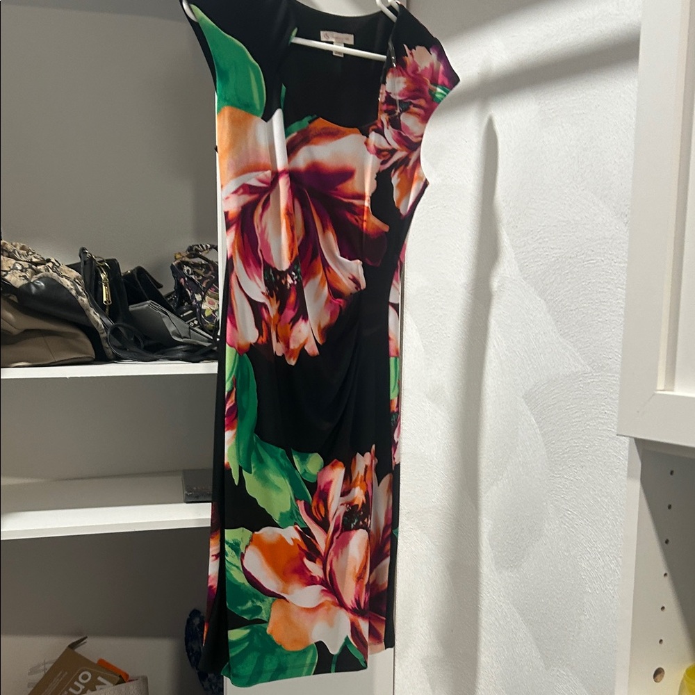 Floral Print Black Dress